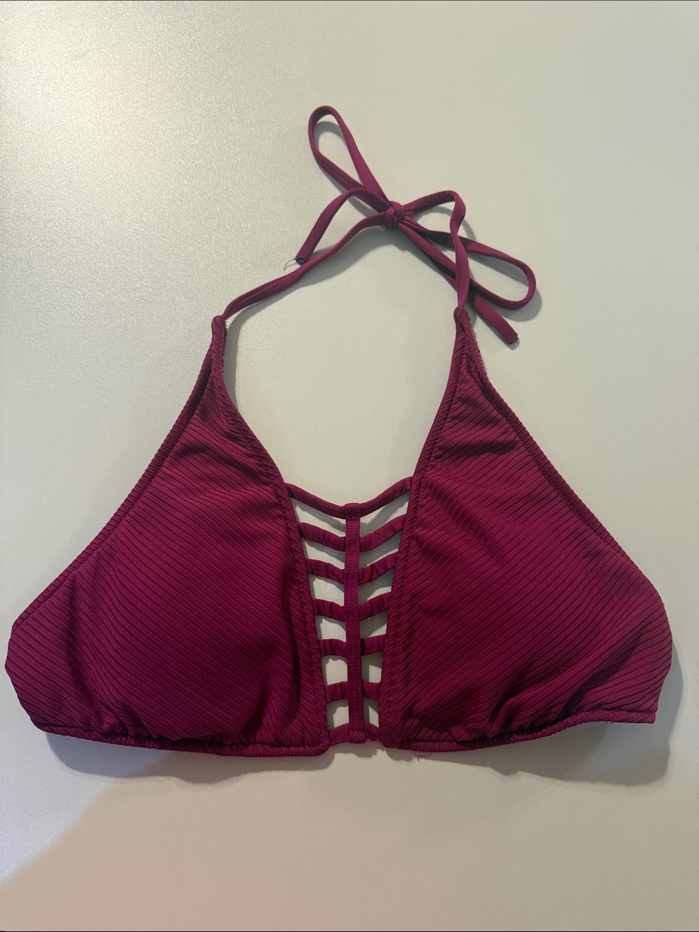 Mossimo Supply Co. Ribbed Ladder-Front Bandeau - Deep Berry